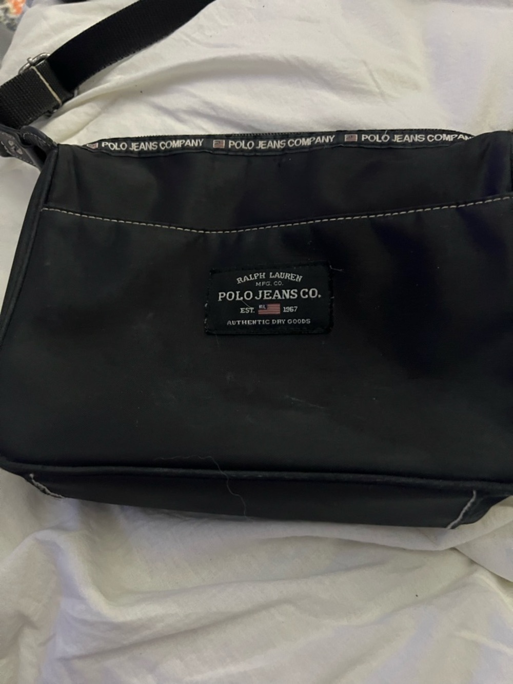 Vintage Polo Jeans Company Black Messenger Bag by Ralph Lauren